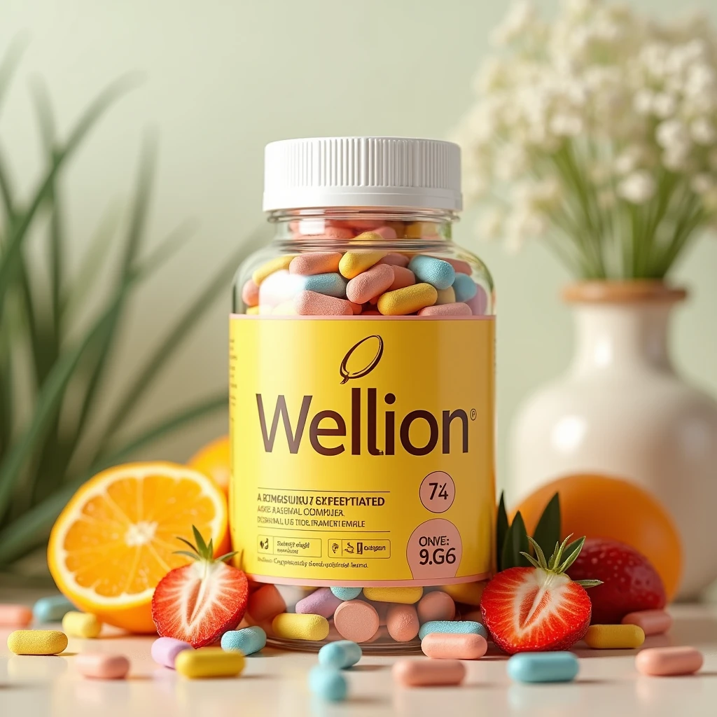 Wellion supplement bottle product visual